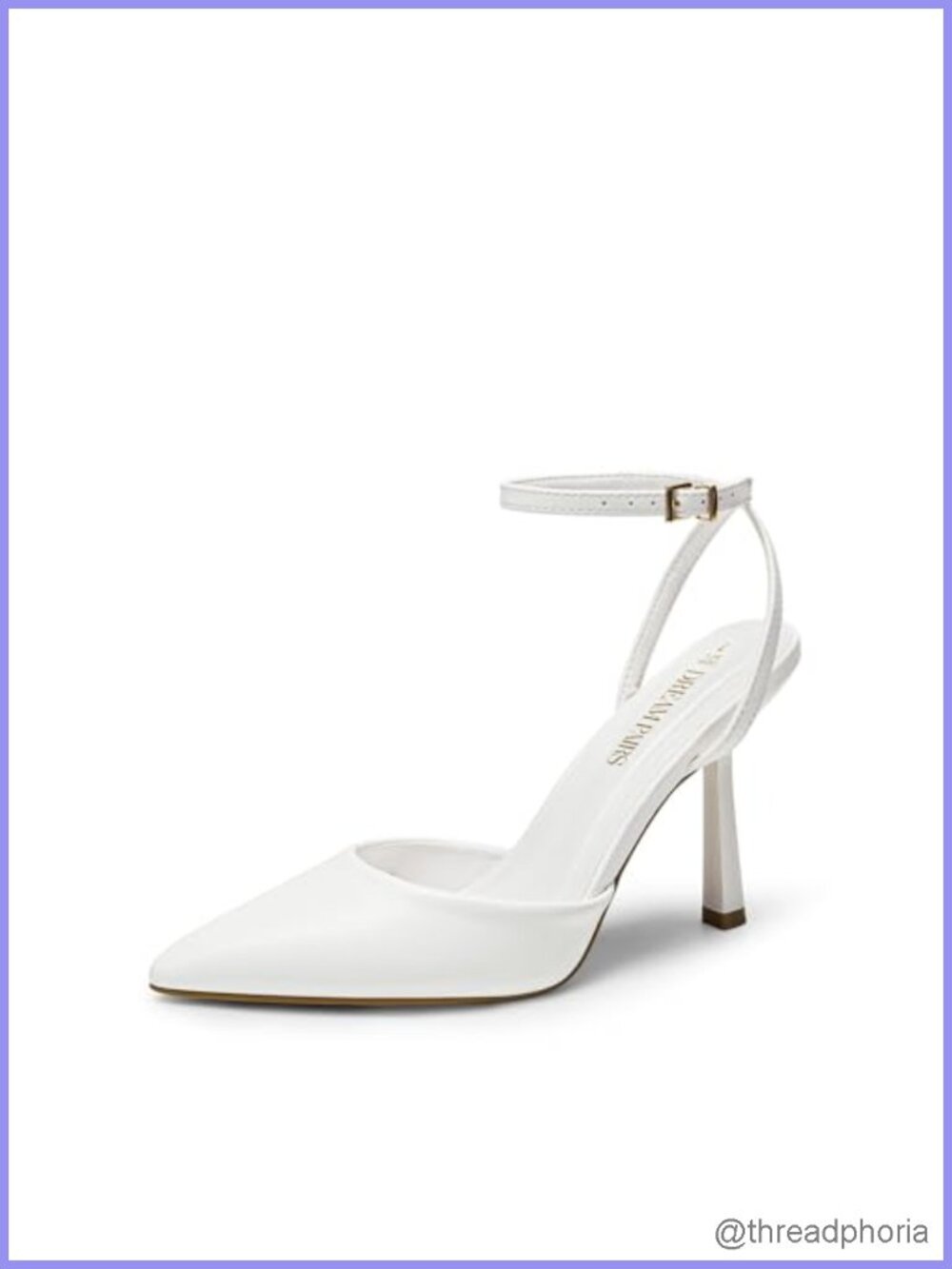 DREAM PAIRS Pointed Toe Heels Ankle Strap Pumps Faux Leather 3.94 Inch Heel